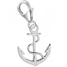 Goldene Hufeisen Anchor Charm 925 Sterling Silver Maritime Anchor Cubic Zirconia Crystal Beads Fit Charm Bracelets, Cubic Zirconia Sterling Silver Zirconia Crystal Sterling Silver, Cubic Zirconia