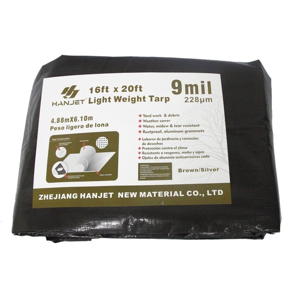 Hanjet Outdoor Tarp Heavy Duty 9 Mil Multi-Purpose Waterproof Reinforced