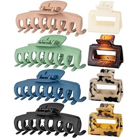 Large Hair Clips Claw Clips Hair Claw Clip for Thick Hair, Lolalet 4.3 Inch Big Nonslip Banana Jaw Clip with 4 Pack 2” Small Square Hair Clamp for Women Girls Thin Fine Long Curly Hair -Style A