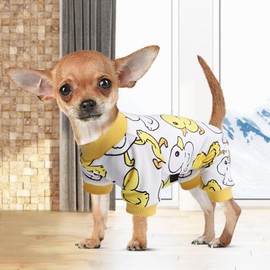 Kosiyi Dog Clothes for Small Dogs Girl Boy Dog Pajamas, Yellow Duck Stretch Fleece Winter Spring Outfit, Lightweight Velvet Pet Jumpsuit, Pjs, Onesie Dog Apparel, XXS, Yellow Duck