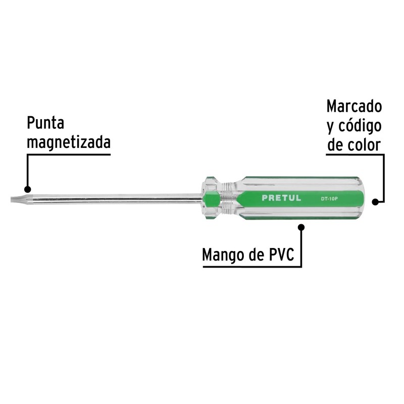 Pretul DT-10P, Desarmador punta Torx T 10 mango de PVC