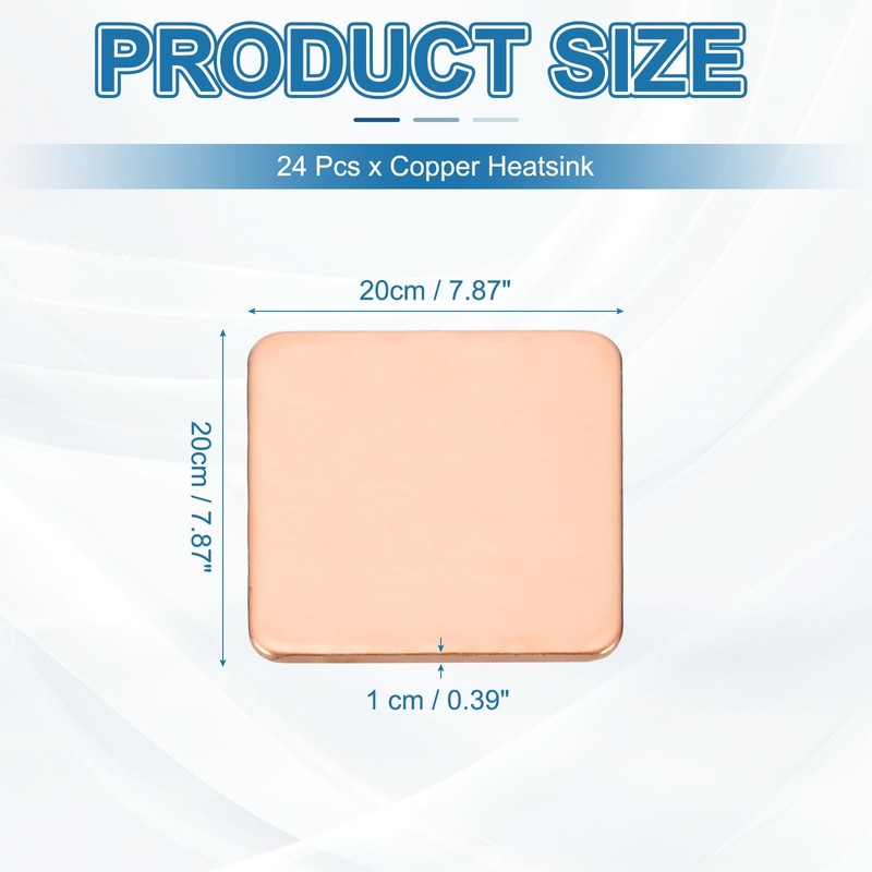 PATIKIL Copper Heatsink Pad Shims, 24 Pcs 20x20x1mm Copper Pad