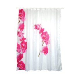 MSV Lanyu Anti-Mould Shower Curtain - Anti-Bacterial, Washable, Waterproof, Polyester, 180 x 200 cm, White Orchid