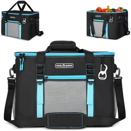 Hielera portátil 50L INSMEER OD023-50L-BK, plegable, 12h frío, 75 latas, correa de hombro