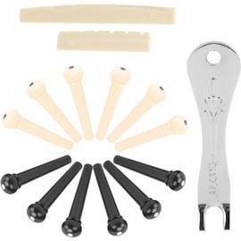 Juego de Pin de Puente de Guitarra Acústica de 12 Piezas, Accesorio de Kit de Clavija de Cuerda Popular con Extractor de Tuercas de Sillín, Herramienta Extractora de Piezas de Guitarra Acústica