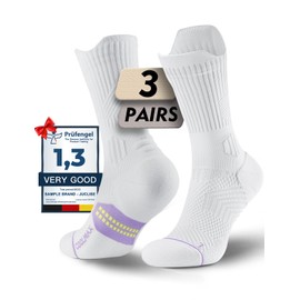 Juclise Coolmax Bamboo Viscose Compression Running Socks Breathable Cushioned Anti-Blister Moisture Wicking (CA/US, Alpha, Small, Regular, Regular,Bright Lilac)