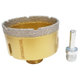 Antengdatool 3 Inch Dry/Wet Diamond Hole Saw for Angle Grinder - 75mm Porcelain/Tile Core Drill Bits for Ceramic Marble Brick Granite Stones Attach Round Shank Adapter