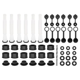 HARFINGTON 6set Gas Can Spout Replacement, Gas Can Nozzle Flexible Pour Nozzle w Fine/Coarse Thread Cap, Spout Sealing Cap, Gas Can Vent Cap-A/B, Drill Bit for Most 1/2/5/10 Gal Can, White