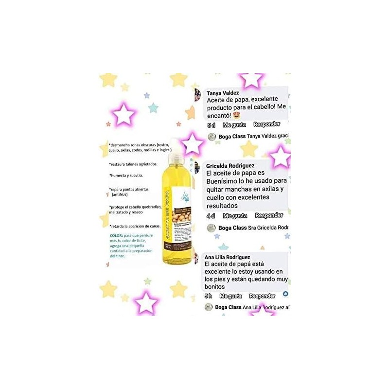 Aceite de papa Fortalece el cabello maltratado y seco Aclara