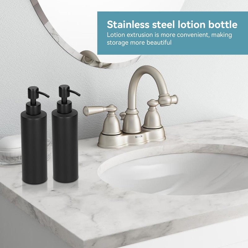 Soap Dispenser, 350ml Matte Black Stainless Steel Soap Dispenser Slim