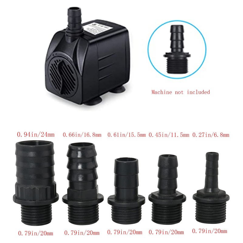 Nozzles Kit for Fountain Pump, Replacement Adapters 5 Sizes Plastic