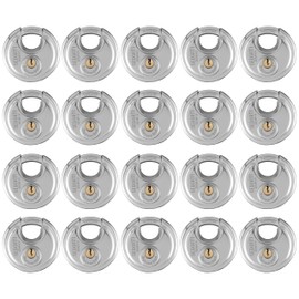 SEDORTI 20-Pack Discus Padlocks Keyed Alike, 2-3/4 inch Wide, Stainless Steel 304 Round Lock, Waterproof and Rustproof Storage Lock with Brass Keys, Ideal for Storage Unit Gate, Outdoor, Shed, Fence