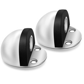 Magnetic Door Stop Adhesive Door Stoppers Floor Mount Magnetic Door Catch Holder Dome Doorstop, 2 Pack White