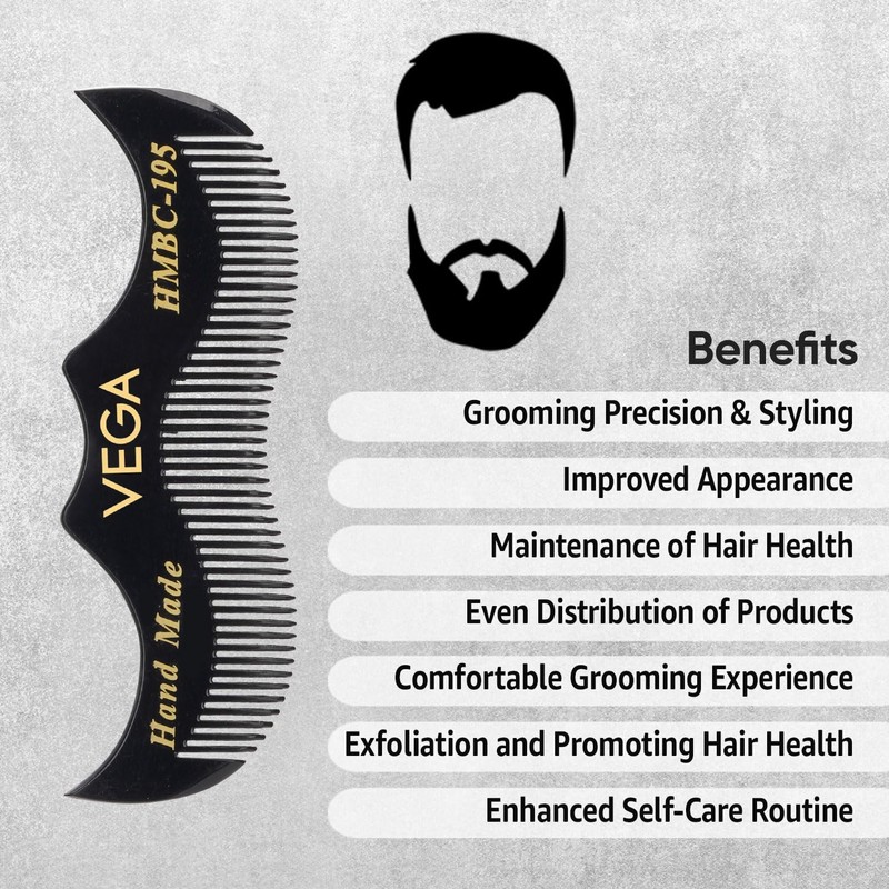 Vega Moustache Comb, black, 13 g