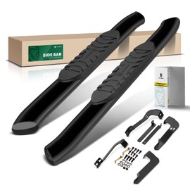 YHTAUTO 5 Inch Running Boards Side Steps Fit Chevy Silverado & GMC Sierra 1500/2500 HD/3500 HD 1999-2013, Standard/Regular Cab, Oval Bent Ends Carbon Steel Black Powder, Truck Cab Side Step Rails