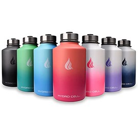 HYDRO CELL Stainless Steel Water Bottle w/ Straw & Wide Mouth Lids (64oz 40oz 32oz 24oz 18oz 14oz) - Keeps Liquids Hot or Cold w/ Vacuum Insulated Sweat Proof Sport Design (Coral/Punch - 64oz)