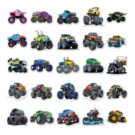 T TAKONE Monster Truck Stickers, 50 Pieces Vinyl Fire Brigade Car Children's Stickers, Waterproof and Reusable Boys Vehicle Stickers for Suitcase, Water Bottle, Laptop, Skateboard