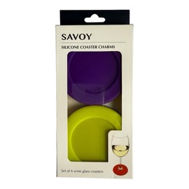 Savoy Silicone Coaster Charms, Set Of 6 Wine Glass Coasters 6 Different Colors