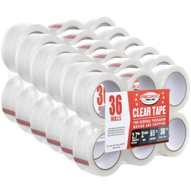 Pacific Mailer Packing Tape 36 Rolls 1.88 inches 65 Yards 2.7mil Total 2340 Yards Heavy Duty Clear Packaging Tape for Shipping Packaging Moving Sealing Refill for Packaging Shipping