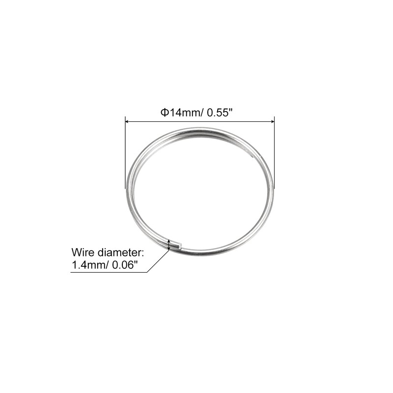 sourcing map Double Loop Split Rings 14 mm Round Key