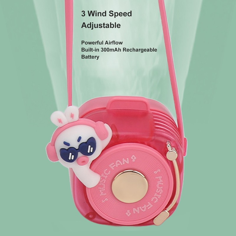 Cute Portable Neck Fan 3 Speeds Bladeless Mini Hanging Neck