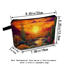 MoCaliduccious Tropical Plant Cactus Print Women Makeup Bag Travel Cosmetic Organizer Bag Small Zipper Toiletry Kit