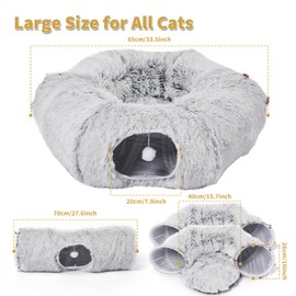 Odoland Cat Tunnels for Indoor Kitten Fluffy Cat Bed and Cat Cave Tunnels with 20 Cat Toys, Kittens Donut Tunnel and Variety Kitten Toy Set for Kitten/Puppy/Rabbit