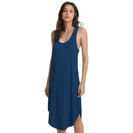 WiWi Soft Bamboo Viscose Nightgowns for Women Sleeveless Racerback Nightgown Plus Size Pajamas Sleepshirts S-4X, Ink Blue, Small