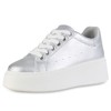 VAN HILL Women's Platform Trainers with Wedge Heel Glitter, silver