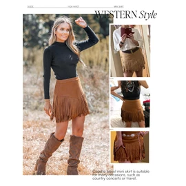 CUPSHE Women Skirts Terra Cotta High Waist Fringe Mini Skirt Short Skirts,S Orange Brown