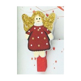 homestreet Christmas Angel Wooden Pegs in a Pack of 6 with Glitter Detail, Christmas Craft Card, Tree or Home Decorations
