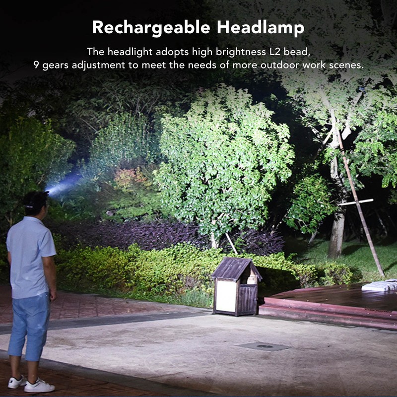 Rechargeable Headlamp 9 Levels L2 Bead Long Range Headlight Outdoor