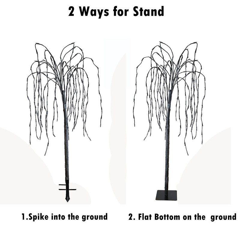 LED Solar Willow Tree Lights Outdoor,4.6Ft Lighted Weeping Willow Tree,Adjustable