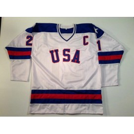 Mike Eruzione 1980 Miracle On Ice USA Hockey Sewn White CUSTOM Jersey M to 2XL - L