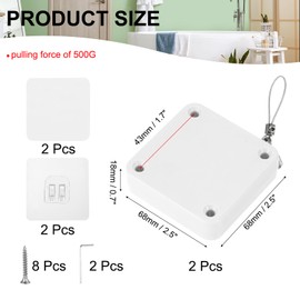 sourcing map Punch-Free 500g Automatic Sliding Screen Door Closer, Multifunctional Storm Sensor Door Closer with Steel Drawstring for Bedroom Storm Bathroom Study Room (White Pack of 2)