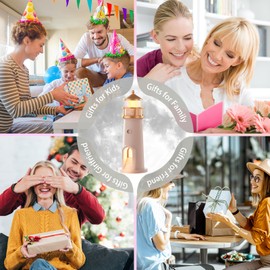 Lighthouse Night Light for Kids Cute Lighthouse Lamp with Moon Projection 3 Levels Dimmable Wireless Table Lamp for Room Decor Rechargeable Led Moon Night Light Projector Gift for Kids Women