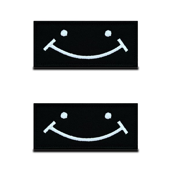 Pack of 2 Tactical Funny Smiling Face Patch Fun Embroidery