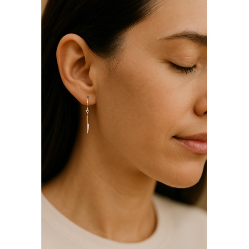 A Single Chef Knife Hoop Earring in Sterling Silver