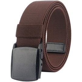 Elastic Belt for Men, Stretch Canvas Belt with YKK Plastic Buckle, Breathable Waist Belt for Work Outdoor Cycling Hiking, Adjustable for Pants Size Below 46inches[53"Long1.5"Wide] (Coffee)