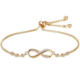 Jude Jewelers Stainless Steel Infinity Charm Wedding Party Holiday Strand Bracelet (Gold)