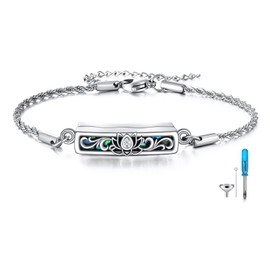 ONEFINITY Lotus Urn Bracelet for Ashes 925 Sterling Silver Abalone Shell Lotus Flower Cremation Jewelry for Ashes Keepsake Pendant Locket Bracelet for Women Mom