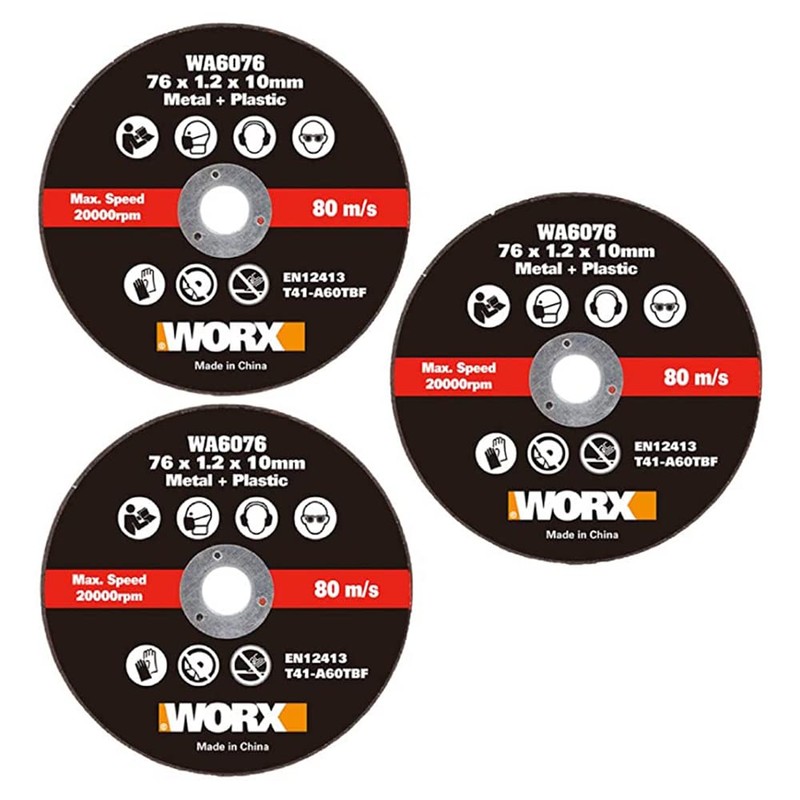 WORX WA6076.3 x3 76mm Metal Cutting Blades for WX801 Chopper