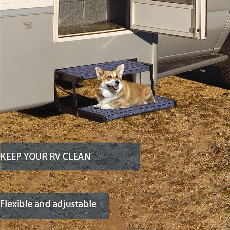 WADY RV Step Covers Non-Slip with Adjustable Buckle, Double-Layer Backing