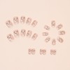 Square Press on Nails Short Length Flower French Tip Fake