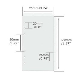2 Set A6 Binder Dividers Frosted Plastic Index Divider Blank Side 6 Tabs Top 3 Tabs Planner Insets 9 Sheets Refillable Page Protectors for 6 Ring Binder Notebook