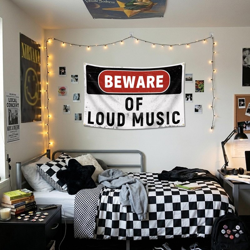 Beware of Loud Music Flag 3x5 Ft Double Stitched Music