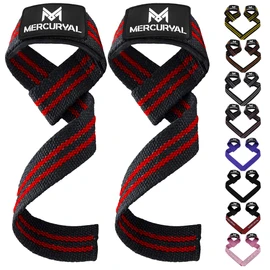 MERCURYAL Powerlifting Straps - Gym Accessories - Lifting Straps for Deadlifts - Black & Red