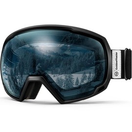 OUTDOORMASTER OM-3 Ski Goggles, Double Layer Lens, 100% UV Protection, Compatible with Glasses, Anti-Fog, 180° Wide Field of View, Snow Goggles, Snowboarding Goggles, Sports Goggles, Windproof, Dustproof, Snowproof, Radiationproof, Shockproof, Full Use f