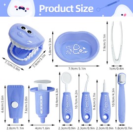 9-Piece Dental Pretend Play Set, Educational Dentist Play Kit with Teeth Model, Toothbrush, Dental Mirror, Syringe, Toothpaste, Tray, and Dental Tools, Fun Pretend Play Doctor Kit for Kids (Purple)