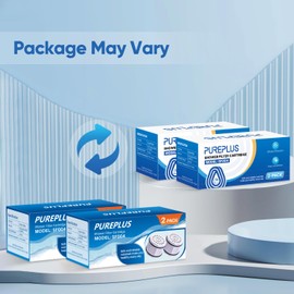 PUREPLUS WHR-140 Shower Head Filter Cartridge, Replacement for Culligan WSH-C125, HSH-C135, ISH-100, HSH-BN135, S-H200-C, S-H200-BN, S-W100-C Advanced KDF WTR Filtration & Consistent Water Flow, 4Pack